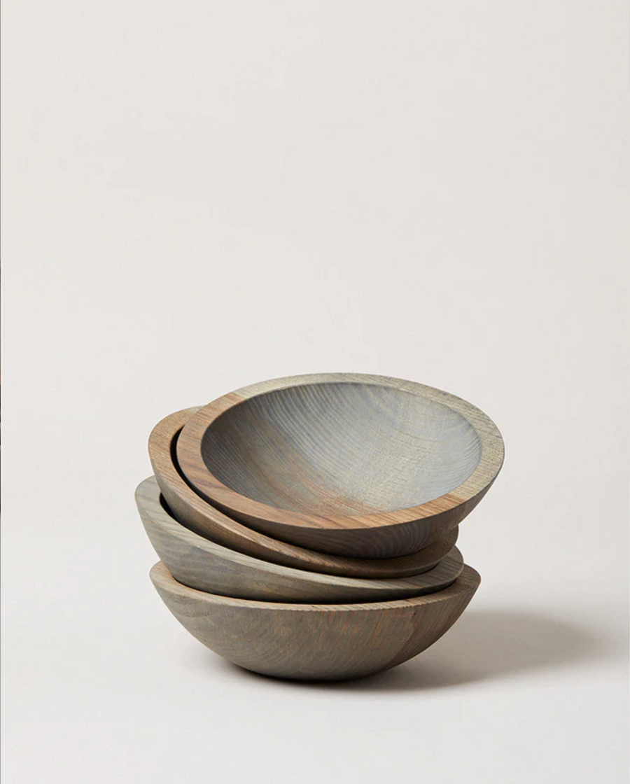Grey Hand Carved Wooden Bowls