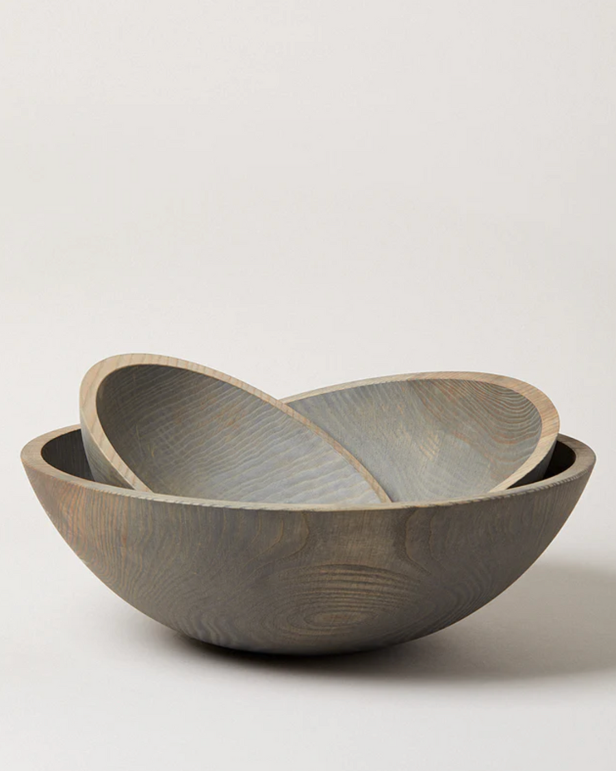 Grey Hand Carved Wooden Bowls